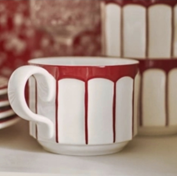 Anthropologie Other - Anthropologie Latte Stoneware Mug: Boulevard Edition in Red and White Glaze, NWT